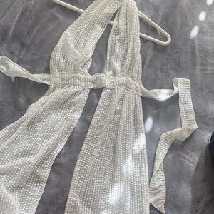 White Sequin Halter Wrap Top Ibiza vibes